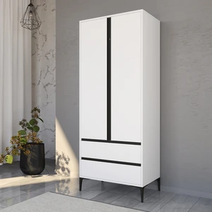 Alonexhome Alonex Home Rio 2 Kapaklı Çekmeceli Full Beyaz Gardırop, Elbise Dolabı
