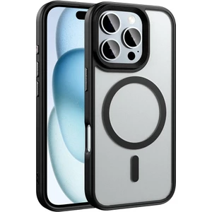 Apple iPhone 16 Pro Kılıf Flet Wireless Şarj Özellikli Mat Arka Füme Yüzey Siyah