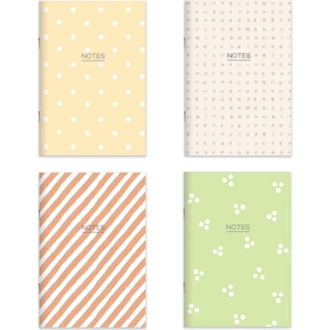 Keskin Color Karton Kapak Hafif Kağıt Defter 4'lü Set-Toprak (2çizgili+2düz) 14*20 24 Yp.