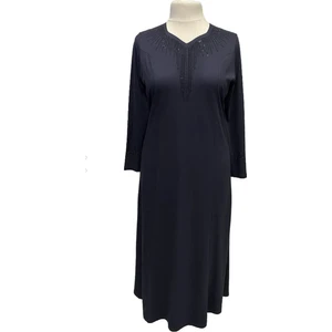 Giyinen Mağazaları Füme Seda Beşgen Yaka Taş Baskılı Kulplu Anne Penye Elbise