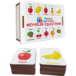 Eğitici Ahşap Oyuncak | Meyve Şekilleriyle Zihinsel Becerileri Geliştiren Ahşap Denkleştirme Blokları | 20 Parça Kutulu eğitici Oyuncak