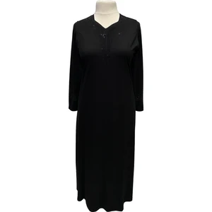 Giyinen Mağazaları Siyah Seda Beşgen Yaka Taş Baskılı Kulplu Anne Penye Elbise