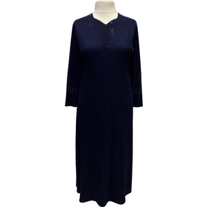 Giyinen Mağazaları Lacivert Seda Beşgen Yaka Taş Baskılı Kulplu Anne Penye Elbise