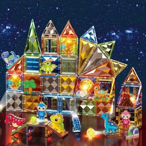 Learning Fun Manyetik Oyuncak Manyetik Blok Seti Stem Oyuncak Işıklı 98 Parça Light Diamond Magic Magnetic Blocks Dinosaur Paradise