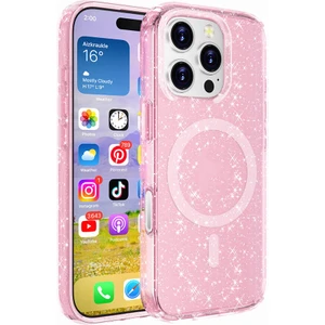 Apple iPhone 16 Pro Max Kılıf Şeffaf Renkli Simli Parlak Allstar Silikon
