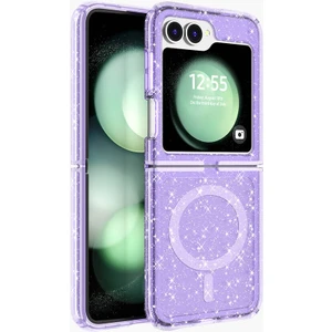 Samsung Galaxy Z Flip 6 Kılıf Şeffaf Renkli Simli Parlak Allstar Silikon