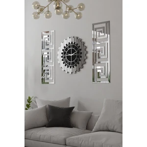 Acar Grafik Dekoratif 3 Parçalı Pleksi Aynalı Duvar Saati