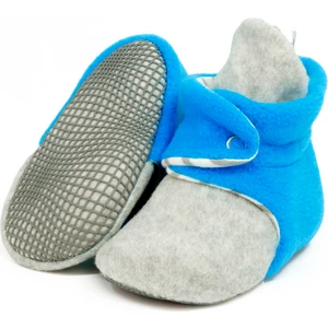 Ella Bonna Polar Bebek Pandufu, Kaydırmaz Taban, Organik Pamuk Astarlı, İlk Adım Ev Patiği, Gri Mavi