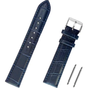 22MM Lacivert Kroko Hakiki Deri Saat Kordonu Kayış