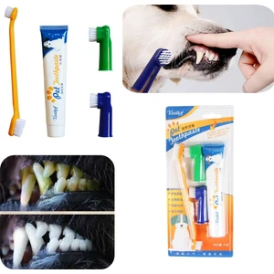 Kedi Köpek Diş Fırçası ve Diş Macunu Seti Yenilebilir Diş Macunu Dental Kit Ağız ve Diş Sağlık Seti