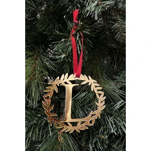 Yılbaşı Ağacı Süsü Pleksi Harf - Altın Çelenk L