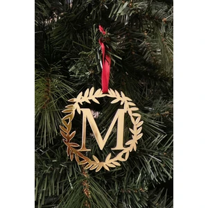 Yılbaşı Ağacı Süsü Pleksi Harf - Altın Çelenk M