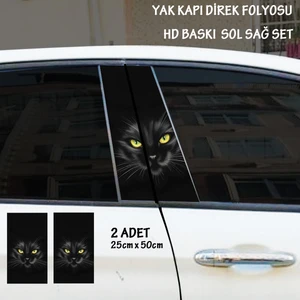 Black Cat Baskılı Folyo 2Adet Set - Oto Kapı Kaplama Sticker Tuning Görünüm