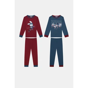Erkek Çocuk Curling Bunny 2li Çok Renkli Pijama Takımı