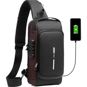 Newish Polo Kadın Kahverengi Usb Çıkışlı Çapraz Askılı Omuz ve Bel Çantası newpolo222