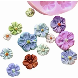 8'li, Sekizli Mini Minyatür Çiçek Seti Silikon Kalıp K-1324, Kokulu Taş Sabun Alçı Mum Kalıbı