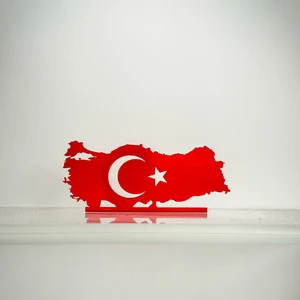 Türk Bayrağı Türkiye Haritası Masa Süsü ,  Dekoratif Obje Biblo, Ofis Ev Dekorasyon, Masa Üstü Dekor