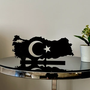 Türk Bayrağı Türkiye Haritası Masa Süsü ,  Dekoratif Obje Biblo, Ofis Ev Dekorasyon, Masa Üstü Dekor