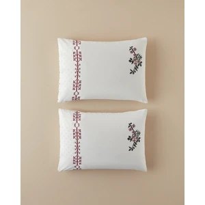 Etamine Flower Pamuklu 2'li Yastık Kılıfı Pembe