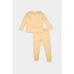 Kız Bebek Pijama Takımı Yiyecek Baskılı Waffle Uzun Kollu Üst Uzun Alt D3615A524WN