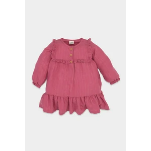 Kız Bebek Uzun Kollu Simli Kumaş Fırfırlı Elbise D3808A524AU