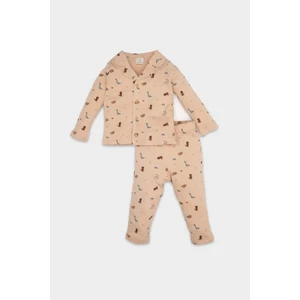 Erkek Bebek Pijama Takımı Dinozor Desenli Uzun Kollu Penye Üst Beli Lastikli Uzun Alt D6811A5NS