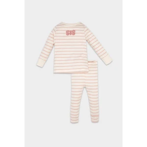Kız Bebek Pijama Takımı Fitilli Kaşkorse Çizgili Uzun Kollu Üst Uzun Alt D3629A524WN