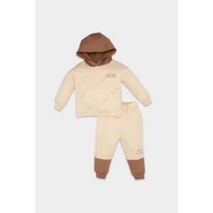 Erkek Bebek 2'li Takım Kapüşonlu Baskılı Sweatshirt Beli Lastikli Jogger Eşofman Altı D4698A524AU