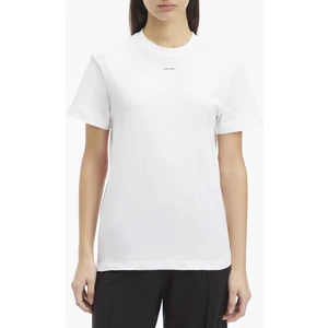 Calvin Klein Yuvarlak Yaka Baskılı Beyaz Kadın T-Shirt Nano Logo Regular T-Shırt