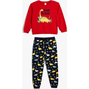 Baskılı Kırmızı - Lacivert Erkek Eşofman Takımı 5WMB10024TK