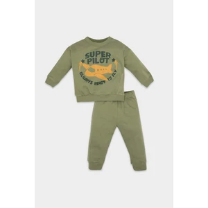 Erkek Bebek 2'li Takım Baskılı Bisiklet Yaka Sweatshirt Beli Lastikli Jogger Eşofman Altı D5935A524WN