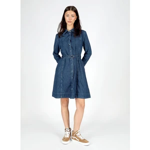Lee Cooper Klasik Yaka Düz Mavi Standart Kadın Elbise 251 Lcf 144003 Cote Denım