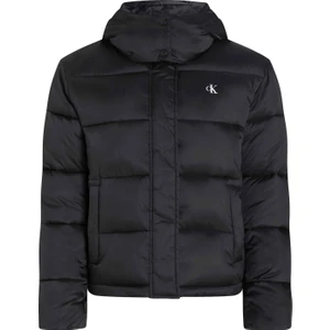 Calvin Klein Jeans Siyah Kadın Şişme Mont Shıny Monologo Nd Short Puffer