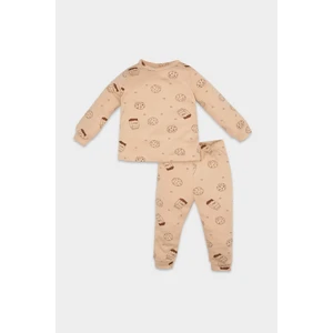 Erkek Bebek Pijama Takımı Süt Baskılı Uzun Kollu Üst Uzun Alt D5350A524WN