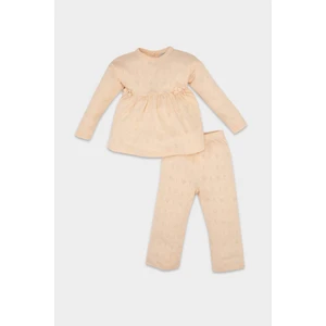 Kız Bebek Pijama Takımı Ribana Kalp Baskılı Uzun Kollu Üst Uzun Alt D3613A524WN