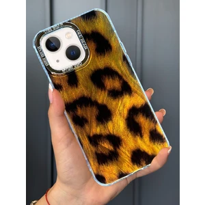 iPhone 15 Uyumlu Leopar Desenli Darbe Emici Kamera Çerçeveli Parlak Lüx Kılıf