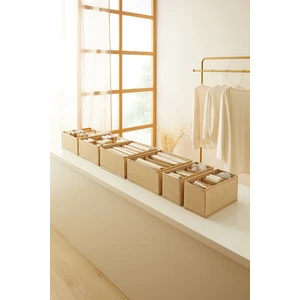 Ocean Home Textile 6'lı Bölmeli Petek Bej Çekmece İçi Dolap Çamaşır Düzenleyici Katlanır Saklama Kutusu Organizer Set