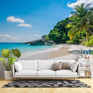 Duvar Kağıdı Baskı Palmiye Deniz Manzaralı Baskı