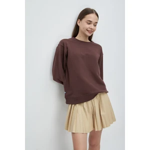 UCLA Sunniva Kahve Bisiklet Yaka Nakışlı Loose Fit Kadın Sweatshirt