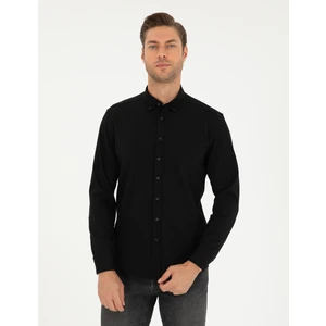 Pierre Cardin Erkek Siyah Slim Fit Uzun Kollu Gömlek 50292079-VR046