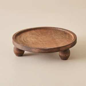 Bella Maison 25 cm Yuvarlak Ahşap Sunum Tepsisi Doğal Desenli Şık Sofra Sunum Aksesuarı