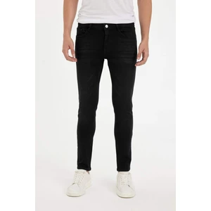 %100 Pamuk Carlo Skinny Fit Ekstra Dar Kalıp Normal Bel Ekstra Dar Paça Siyah Jean Pantolon E0181AX24AU