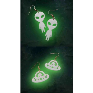 Fosforlu Uzaylı ve Ufo Küpe/ Karanlıkta Parlayan Küpe