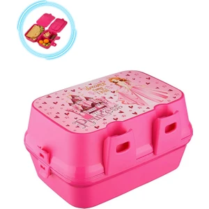 Masho Trend Geniş Pembe Prenses Beslenme Kabı - Prenses Yemek Kabı, Prenses Beslenme Kutusu