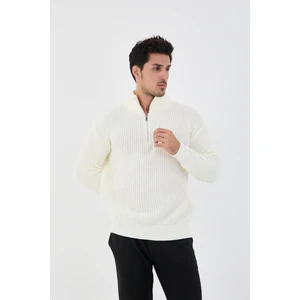 JR Boutique Erkek Yarım Balıkçı Fermuarlı İnce Triko Kazak