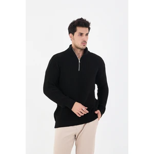 JR Boutique Erkek Triko Kazak Yarım Yaka , Yarım Fermuar - Yeşil Elma