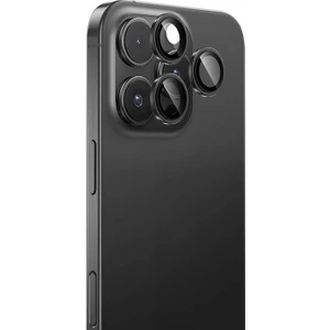 Apple iPhone 16 Pro Uyumlu Metal Kamera Lens Koruyucu Parlama Önleyici Glass Warrior Siyah