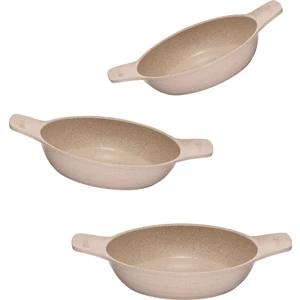 3'lü Güveç Sahan Set Kapaksız -Vizon