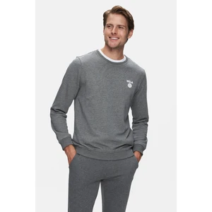 Valley Koyu Gri Bisiklet Yaka Baskılı Standard Fit Erkek Sweatshirt