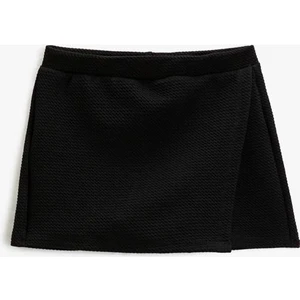 Basic Mini Şort Etek Kruvaze Beli Lastikli Dokulu